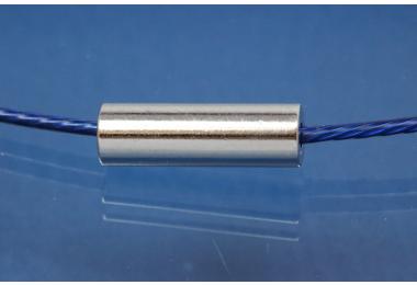 Edelstahlseil Collier 45 cm blau