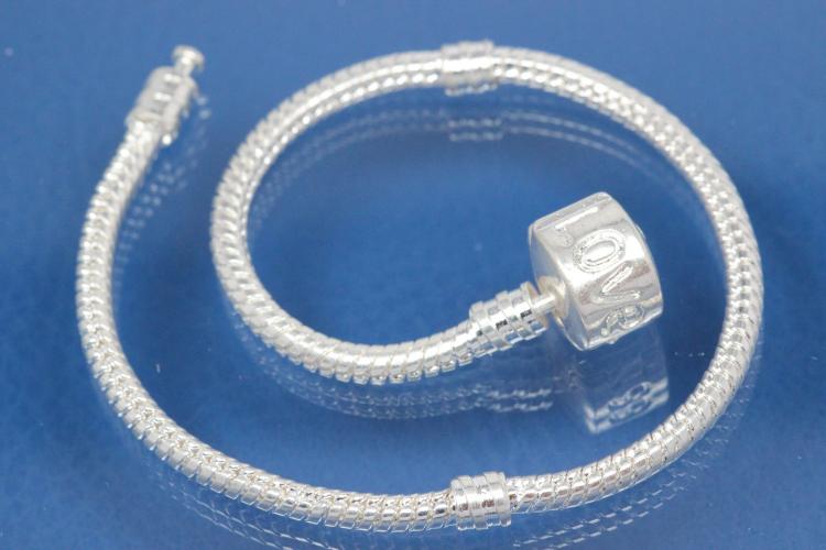 Glass beads modules bracelets LOVE silver color 19cm