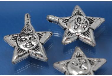 Stern gro�, Plastik silberfarben antik, ca. 24x27mm