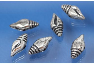 Shell small, plastic silver color antique, approx 7,5x16,5mm