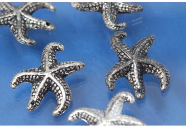 Starfish, plastic silver color antique, approx 18,5x21mm