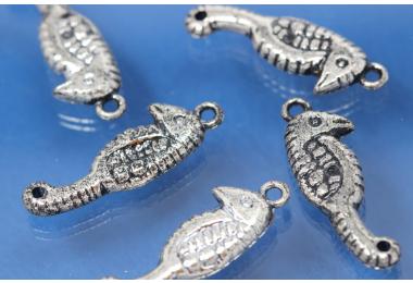 Seepferd gro, Plastik silberfarben antik, ca. 10x29mm