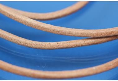 Leather cord round (real leather)  3,0mm, color light brown