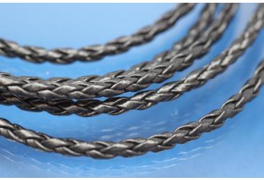 PU-leather-cord woven color black 3mm