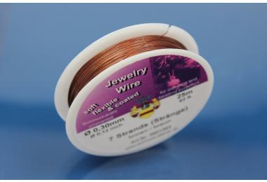 25m Spule 7 Strang Edelstahlseide  0,30mm braun ummantelt