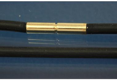 Kautschukreif 2mm, mit Bajonettverschluss 925/- Silber vergoldet, Lnge 42cm