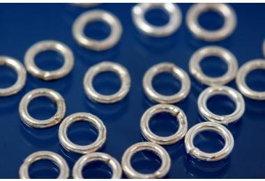 Soldered Jump Rings, round ca. 6mm, 925/- Silver