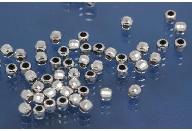 Beads 925/- Silver rhodium plated polished, faceted version ca.2,5mm, hole ca. 1,2mm