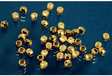 Beads 925/- Silver gold plated polished, faceted version ca.2,5mm, hole ca. 1,2mm