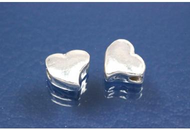 Spacer beads heart shape 925/- silver, size Mae 7,0x6,4x3,3mm, B1,5mm,