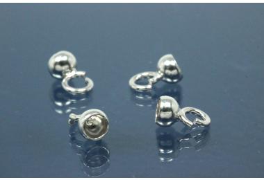 Pearl capsule with open ring  4mm 925/- Silver