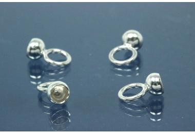 Pearl capsule with closed ring  4mm 925/- Silver