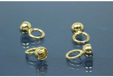 Pearl capsule with closed ring Ø 4mm 925/- Silver gold plated