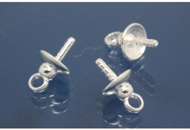 Perlkappe 925/- Silber mit intergrierter Einhngerse, ca Mae A4,6 x 8,1mm, se A2,5 x I1,4mm, Stift 0,9mm