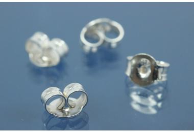Ear clutches 925/- Silver 4,5mm L5,9 x W4,5 x H3,1mm, hole for ear post upto 0,8mm - 0,9mm