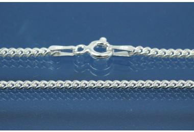 Curb Chain necklace 2,0x1,1mm 2x diamondcut extraflat with trigger clasp approx size end part width 2,20mm, thickness 2,40mm, 925/- Silver, Length approx size 60cm