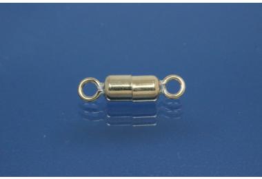 Magnetic Clasp 925/- Silver gold plated, cylinder ca. 3,5x14,4mm, polished