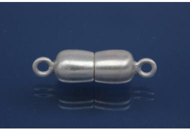 Magnetic Clasp 925/- Silver, double ball long ca. External- 6,5mm Length ca.23,0mm, sanded