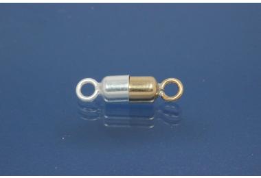 Magnetschliee bicolor 925/- Silber teilvergoldet poliert, Zylinder ca. 3,5x14,4mm