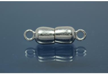 Magnetschliee Doppelkugel lang 925/- Silber rhodiniert poliert