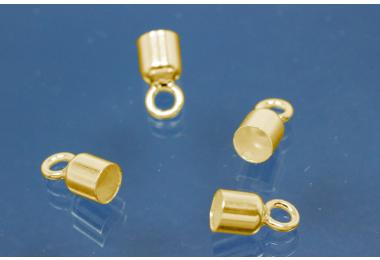 Cylinder Endcap I 3,0mm with soldered jump ring, 935/- Silver gold plated