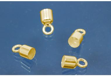 Zylinder Endkappen I 3,0mm mit verlteter se, 935/- Silber vergoldet