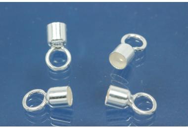 Cylinder Endcap I 3,0mm with big soldered jump ring, 935/- Silver