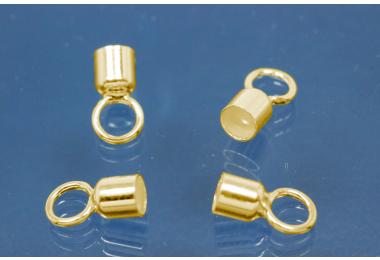 Cylinder Endcap I 3,0mm with big soldered jump ring, 935/- Silver gold plated