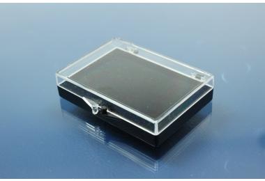 Box, plastic, black/clear, size: 55x38x10mm