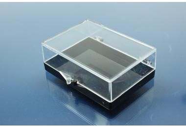 Etui Plastik schwarz / glasklar, Mae: 55x38x18mm