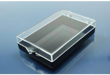 Box, plastic, black/clear, size: 70x45x14mm