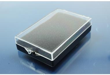 Etui Plastik schwarz / glasklar, 70x45x14mm mit Schaumeinlage 10mm