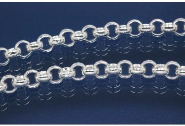 rolo chain tight links 925/- Silver, approx sizes 4mm by meter,