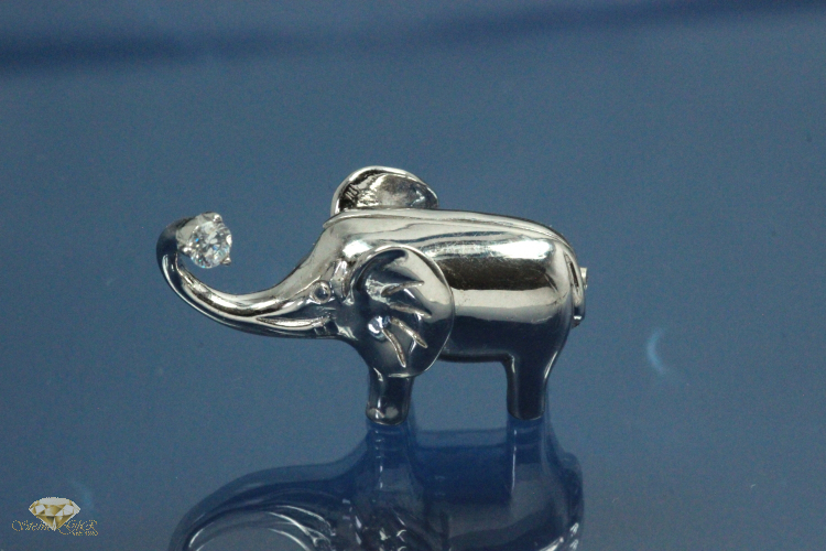 Schliee Elefant mit 2x universellem Kettenende poliert aufklappbar 925/- Silber rhodiniert