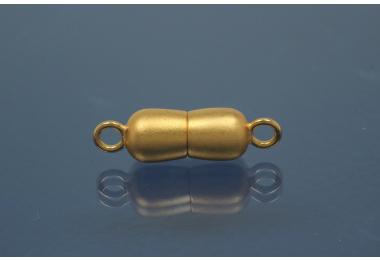 Magnetschliee Doppelkugel lang, Mae ca. 6,5x22,5mm  925/- Silber vergoldet mattiert