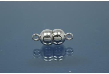 Magnetic Clasp Double Ball, size ca. 6,5x17mm  925/- Silver rhodium plated polished
