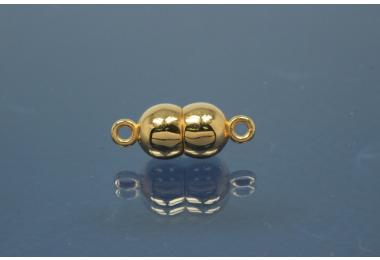 Magnetic Clasp Double Ball, size ca. 6,5x17mm  925/- Silver gold plated polished