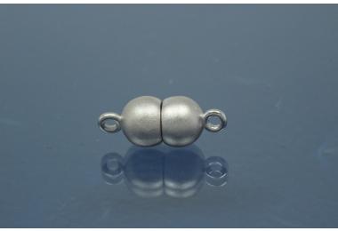 Magnetic Clasp Double Ball, size ca. 6,5x17mm  925/- Silver rhodium plated sanded