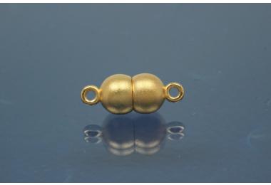 Magnetic Clasp Double Ball, size ca. 6,5x17mm  925/- Silver gold plated sanded