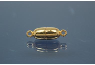 Magnetic Clasp Tipped Oval, size ca. 6x19mm  925/- Silver gold plated polished