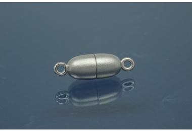 Magnetic Clasp Tipped Oval, size ca. 6x19mm  925/- Silver rhodium plated sanded