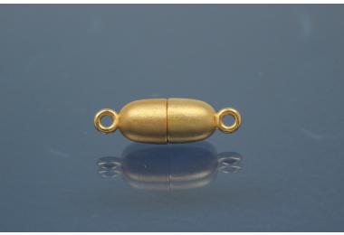 Magnetschliee Spitzoval, Mae ca. 6x19mm  925/- Silber vergoldet mattiert