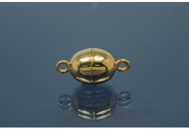 Magnetschliee Oval voll massiv, Mae ca. 8,5x17,0mm  925/- Silber vergoldet poliert