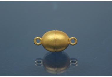 Magnetschliee Oval voll massiv, Mae ca. 8,5x17,0mm  925/- Silber vergoldet mattiert