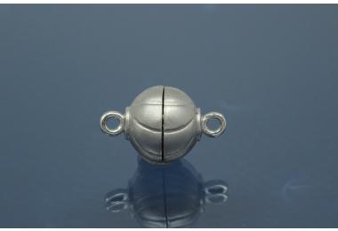 Magnetschliee Kugel mit Einschnitten, Mae ca. 10x16mm  925/- Silber rhodiniert mattiert