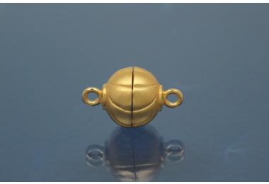Magnetschliee Kugel mit Einschnitten, Mae ca. 10x16mm  925/- Silber vergoldet mattiert