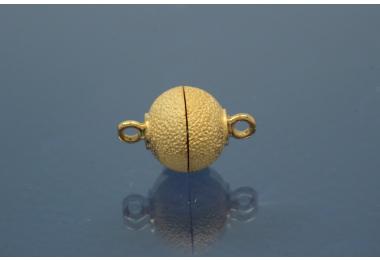 Magnetic Clasp Round Ball, size ca. 10x16mm  925/- Silver gold plated stardust sanded