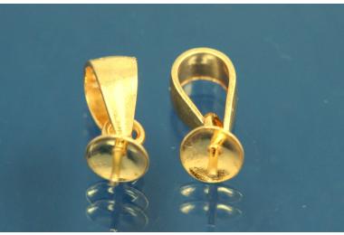 Schlaufe Mae A:3mm x L6mm I: 3,3 x 4,1mm mit Perlkappe 4mm, Perlstift 0,6mm stark, 925/- Silber vergoldet
