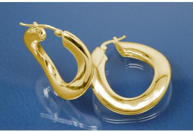 Rohrcreolen 925/- Silber vergoldet ca.A45mm, I30mm, Rohr oval A4mm