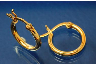 Hoops 925/- Silver gold plated approx size A30mm, I24mm, Tube round RD A3mm.